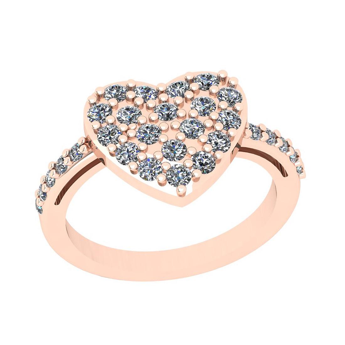 Certified 0.45 Ctw SI2/I1 Diamond 14K Rose Gold Heart Shape Promise Ring