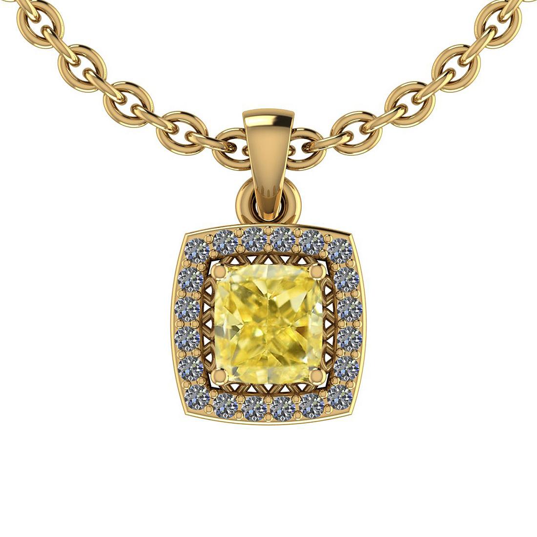 Certified 0.56 Ct GIA Certified Natural Fancy Yellow Diamond and White Diamond 18K Yellow Gold Penda