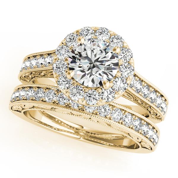 Certified 1.40 Ctw SI2/I1 Diamond 14K Yellow Gold Engagement Halo Set Ring