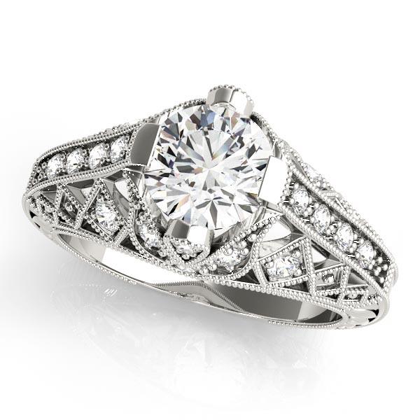 CERTIFIED 18KT WHITE GOLD 1.10 CTW J-K/VS-SI1 VINTAGE STYLE DIAMOND RING