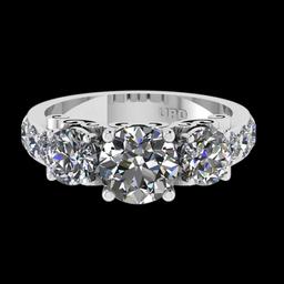 3.05 Ctw VS/SI1 Diamond 14K White Gold three Stone Ring