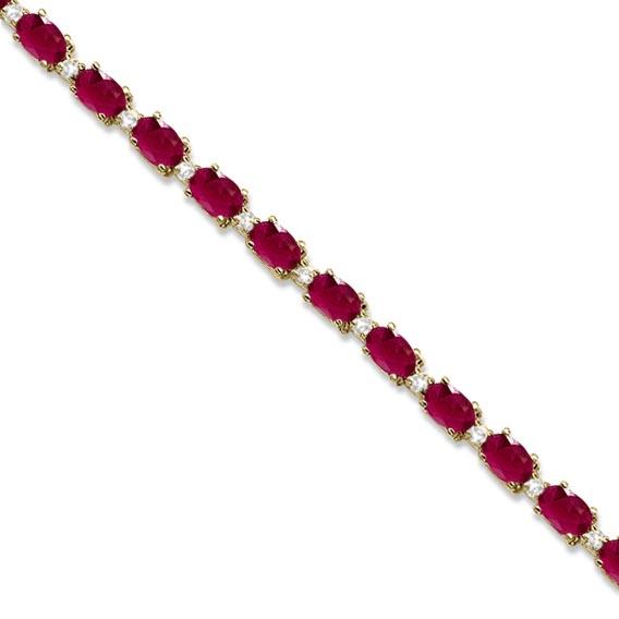 Ruby and Diamond Tennis Bracelet 14k Yellow Gold 12.00ctw