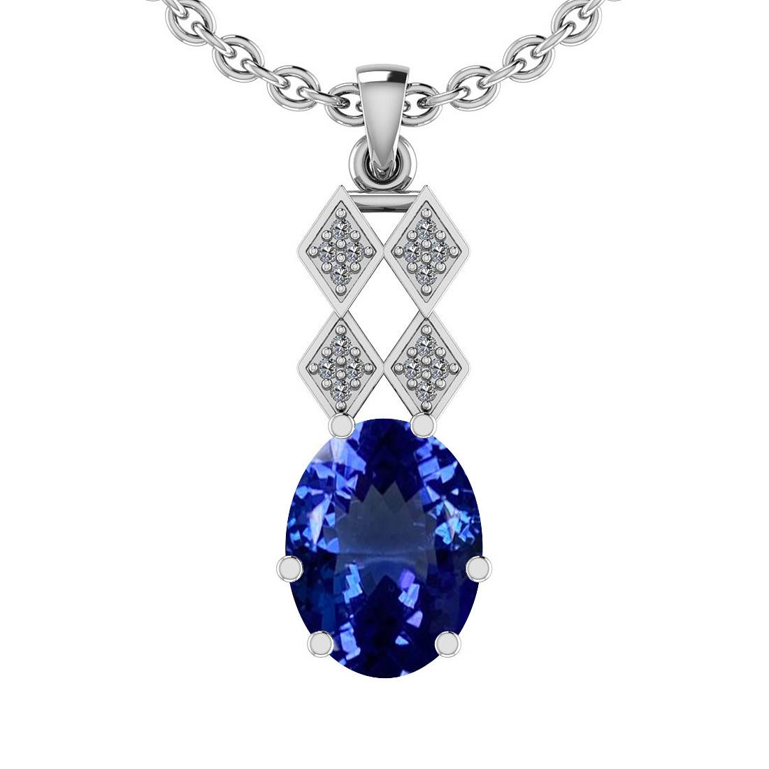 7.10 Ctw VS/SI1 Tanzanite And Diamond 14K White Gold Necklace