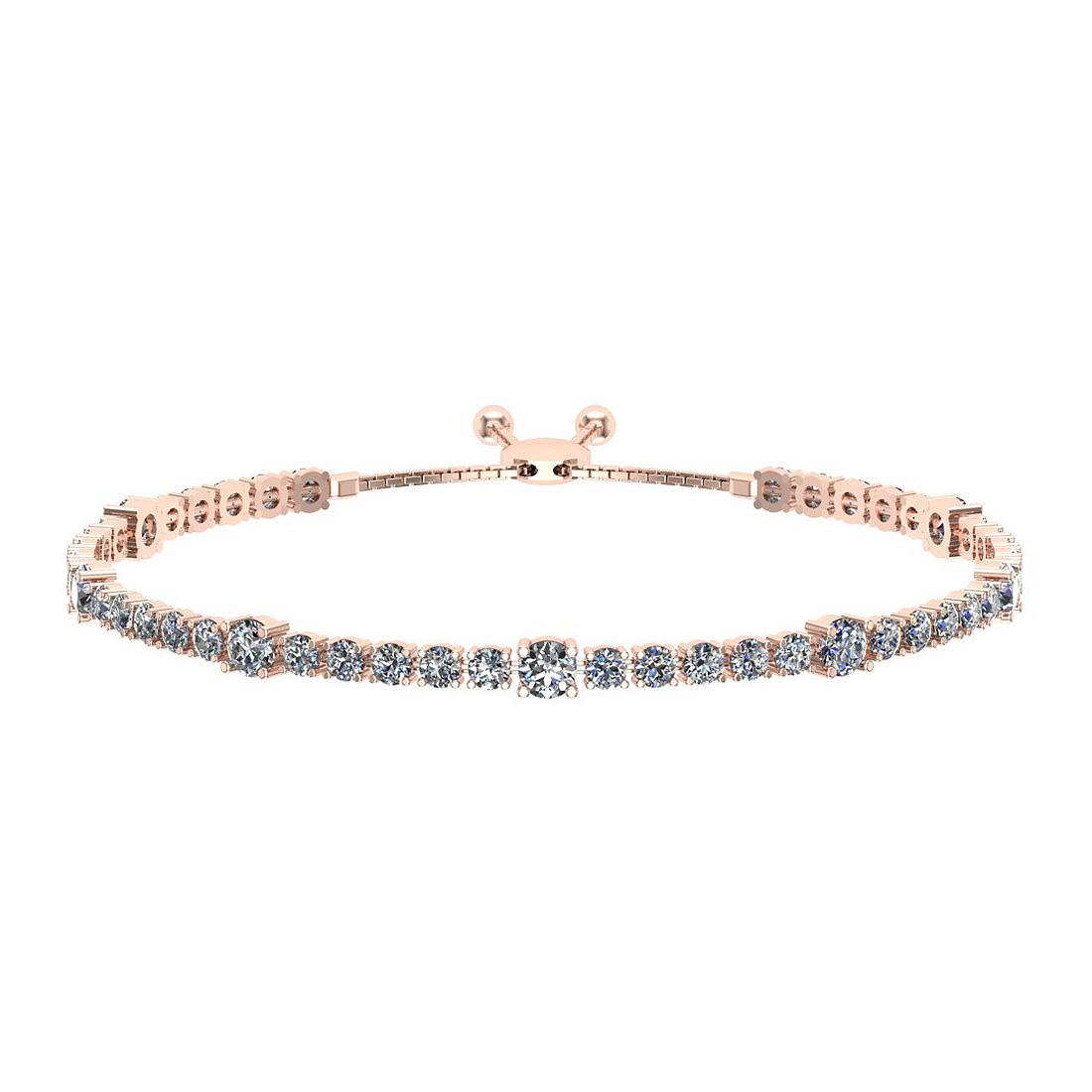 1.84 Ctw SI2/I1 Diamond Prong Set 14K Rose Gold Slide Bracelet