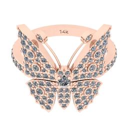 0.88 Ctw Si2/i1 Diamond 14K Rose Gold Creature butterfly Ring