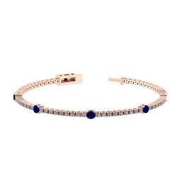 2.20 Ctw SI2/I1 Blue Sapphire and Diamond 14K Rose Gold Bracelet