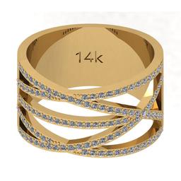 0.84 Ctw Si2/i1 Diamond 14K Yellow Gold Men's Band Ring