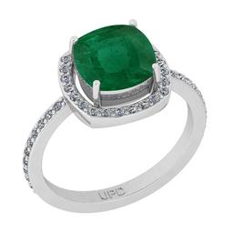 2.60 Ctw SI2/I1 Emerald And Diamond 14K White Gold Ring