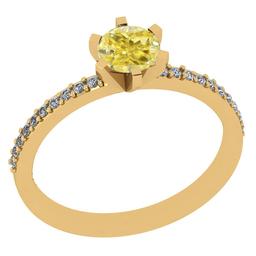 Certified 1.04 Ct GIA Certified Natural Fancy Yellow Diamond And White Diamond 18K Yellow Gold Engag