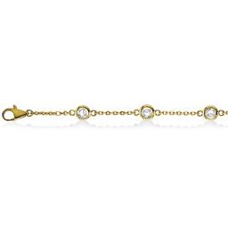 Diamond Anklet Bracelet Bezel Set 14K Yellow Gold 0.50ctw