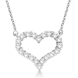 Open Heart Diamond Pendant Necklace 14k White Gold 1.00ctw