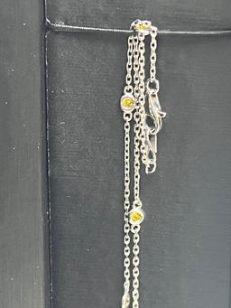 Fancy Yellow Canary Station Necklace 14k White Gold (0.33ct)