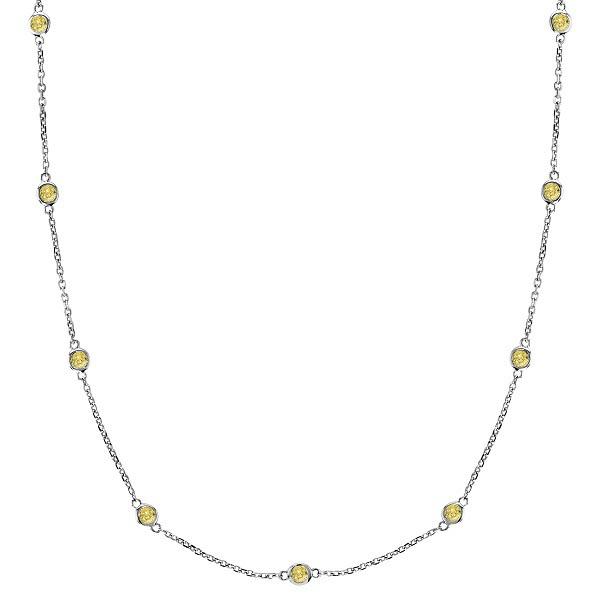 Fancy Yellow Canary Station Necklace 14k White Gold (0.33ct)