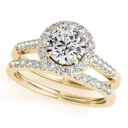 Certified 0.90 Ctw SI2/I1 Diamond 14K Yellow Gold Wedding Set Ring