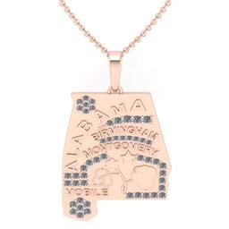 0.83 Ctw SI2/I1 Diamond 14K Rose Gold Express your Country/ state love ALABAMA Necklace