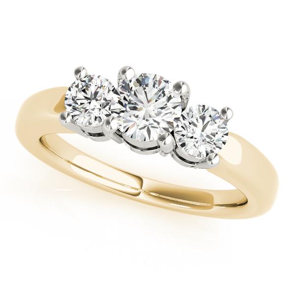 Certified 0.25 Ctw SI2/I1 Diamond 14K Yellow Gold three Stone Ring