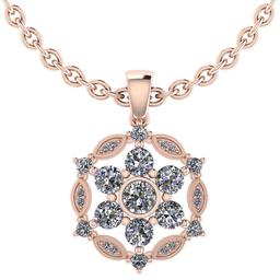 Certified 1.20 CTW Round Diamond 14K Rose Gold Pendant