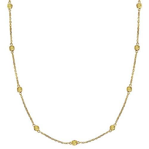 Fancy Yellow Canary Station Necklace 14k Gold (0.75ct)