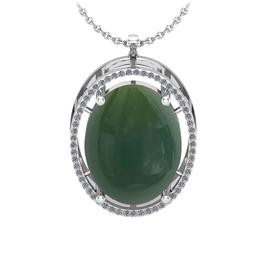 37.85 Ctw SI2/I1 Green Aquamarine And Diamond 14K White Gold Vintage Style Pendant