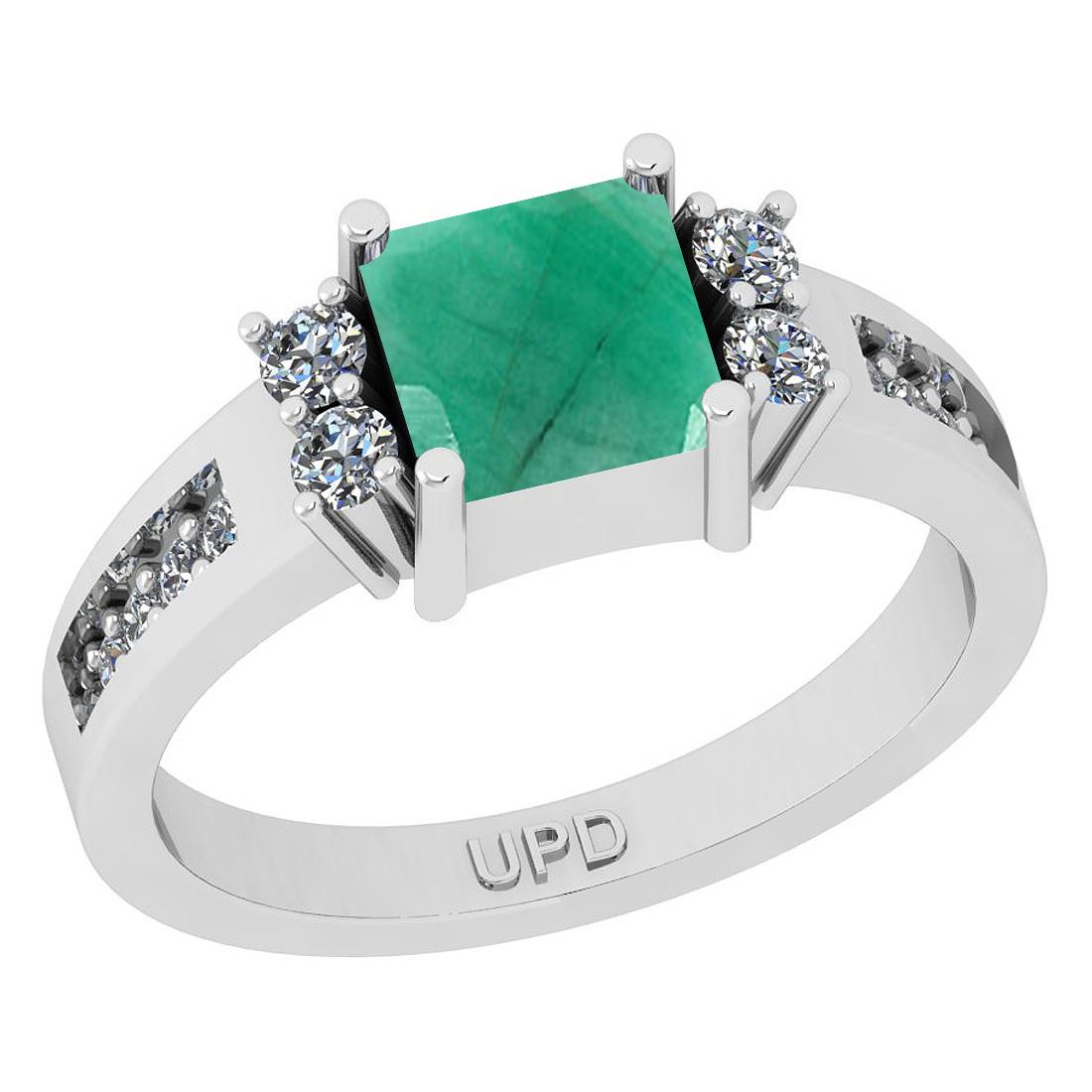 0.75 Ctw SI2/I1 Emerald And Diamond 14K White Gold Ring