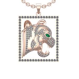 3.58 Ctw SI2/I1 Diamond 14k Rose Gold Lion Pendant Necklace