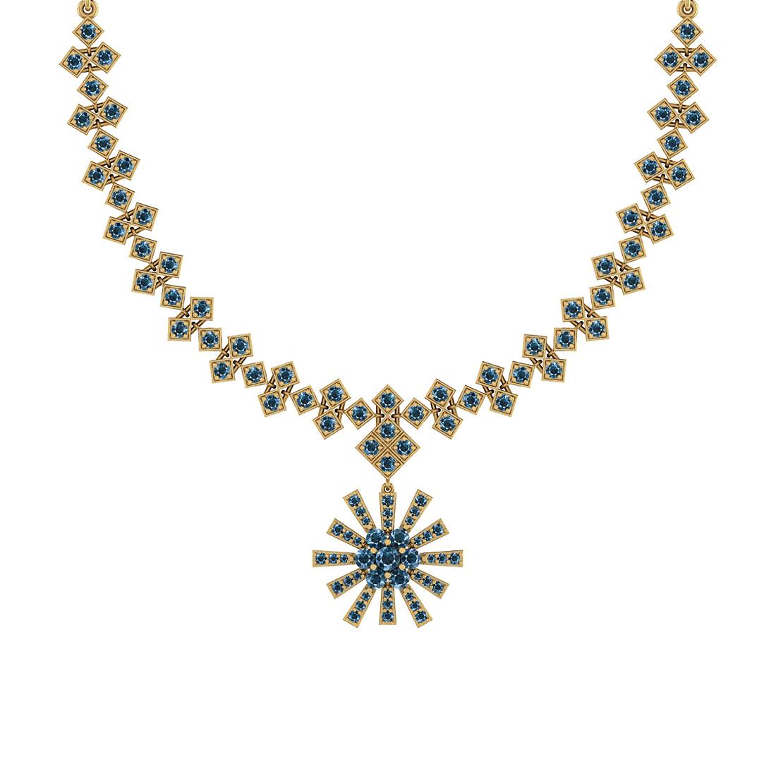 4.05 Ctw i2/i3 Treated Fancy Blue Diamond 14K Yellow Gold Necklace