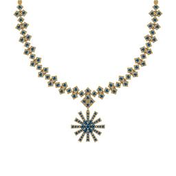 4.05 Ctw i2/i3 Treated Fancy Blue Diamond 14K Yellow Gold Necklace