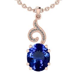 3.32 Ctw VS/SI1 Tanzanite And Diamond 14K Rose Gold Necklace