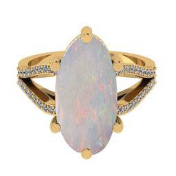 5.58 Ctw SI2/I1 Opal and Diamond 14K Yellow Gold Engagement Ring