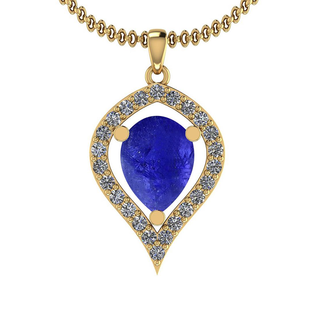 Certified 6.64 Ctw Tanzanite and Diamond I1/I2 14K Yellow Gold Victorian Style Pendant