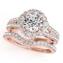 Certified 1.60 Ctw SI2/I1 Diamond 14K Rose Gold Vintage Style Engagement Set Ring