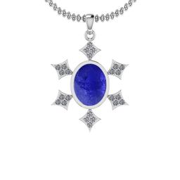 Certified 5.43 Ctw Tanzanite and Diamond I1/I2 14K White Gold Victorian Style Pendant