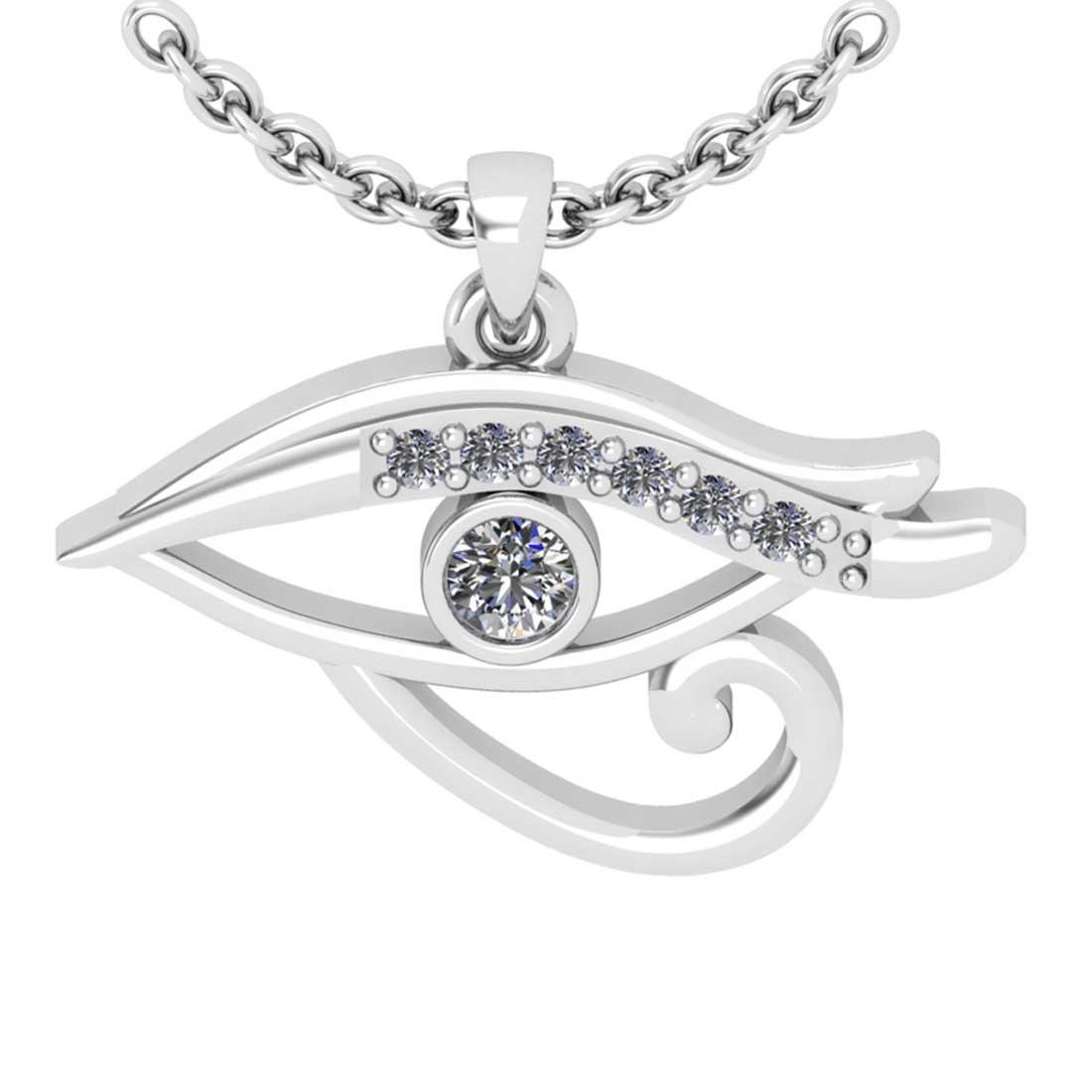 0.06 Ctw SI2/I1Diamond 14K White Gold Eye Pendant Necklace