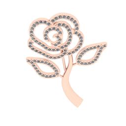 0.60 Ctw SI2/I1 Diamond 14K Rose Gold Rose Brooch Pin