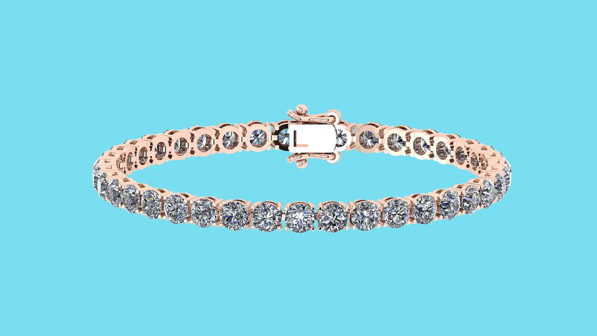 Certified 5.50 Ctw SI2/I1 Diamond Tennis Bracelet 14K Rose Gold Gold