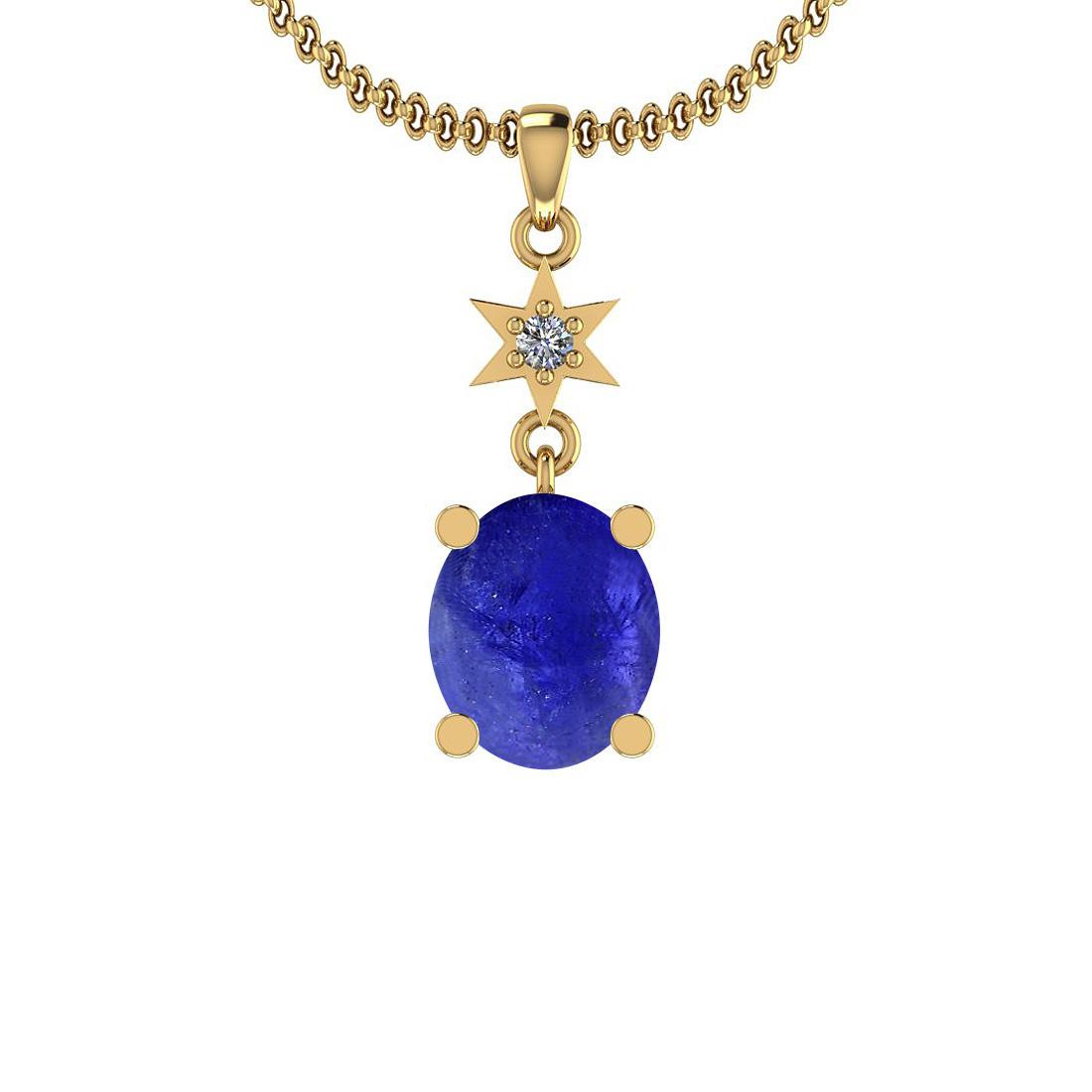 Certified 6.78 Ctw Tanzanite and Diamond I1/I2 14K Yellow Gold Victorian Style Pendant