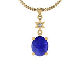 Certified 6.78 Ctw Tanzanite and Diamond I1/I2 14K Yellow Gold Victorian Style Pendant