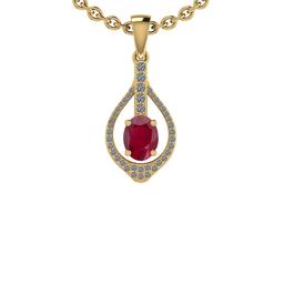 1.07 Ctw SI2/I1 Ruby And Diamond 14K Yellow Gold Vintage Style Pendant