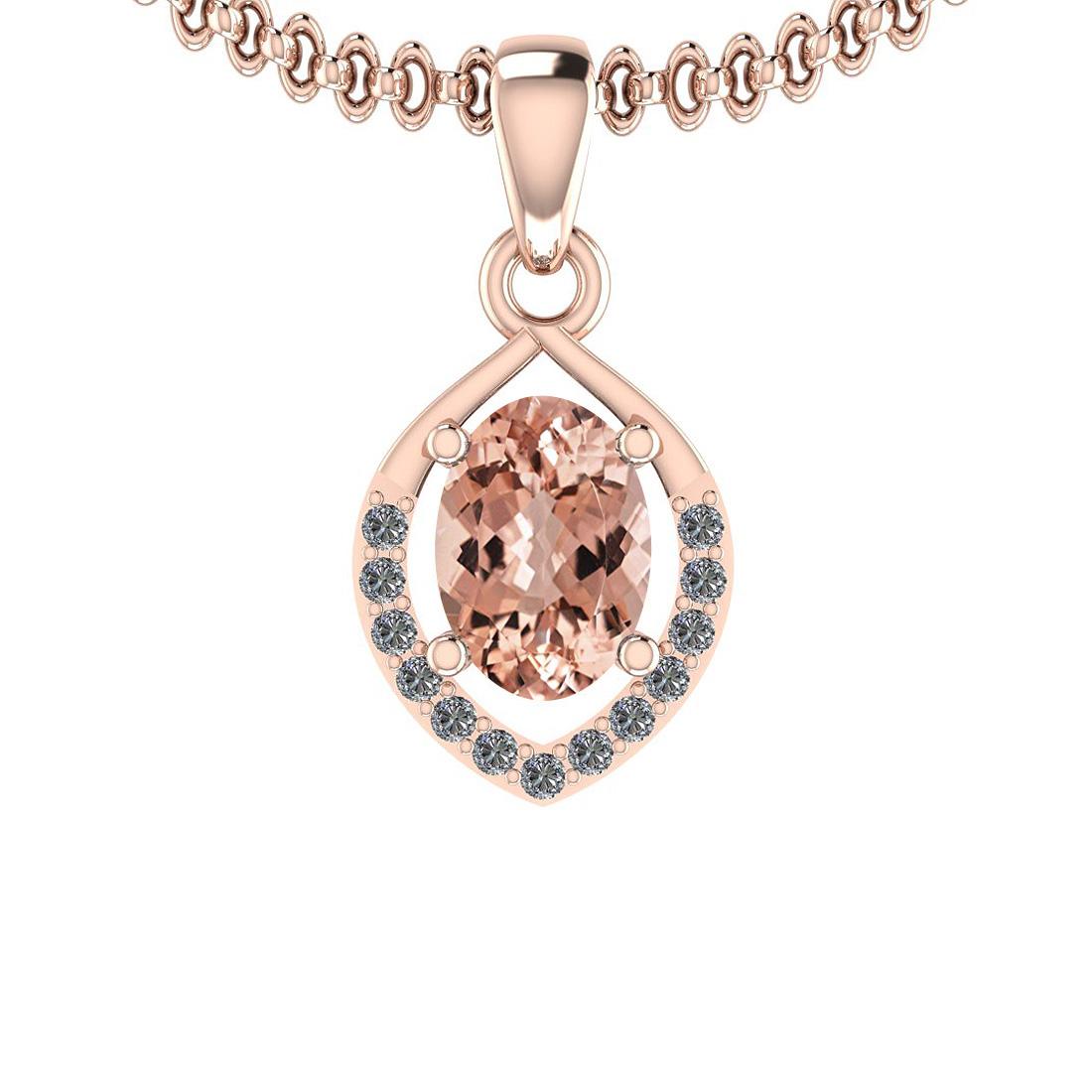 1.31 Ctw SI2/I1 Morganite And Diamond 14K Rose Gold Vintage Style Necklace