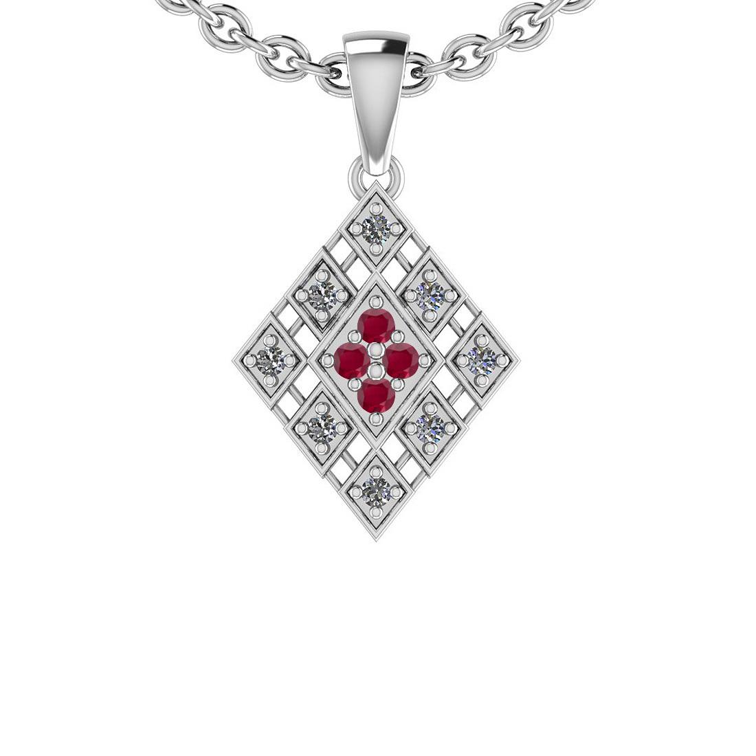 0.25 Ctw SI2/I1 Ruby And Diamond 14K White Gold Pendant