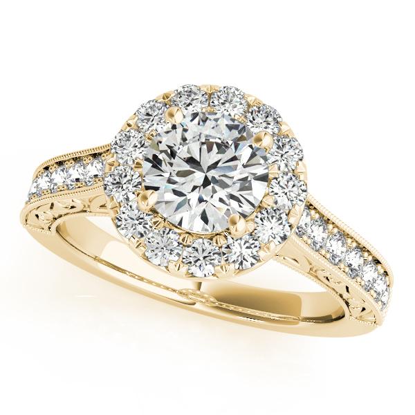 Certified 1.60 Ctw SI2/I1 Diamond 14K Yellow Gold Engagement Halo Ring