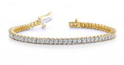 CERTIFIED 14K YELLOW GOLD 10 CTW G-H SI2/I1 CLASSIC PRINCESS PRONG SET DIAMOND TENNIS BRACELET MADE