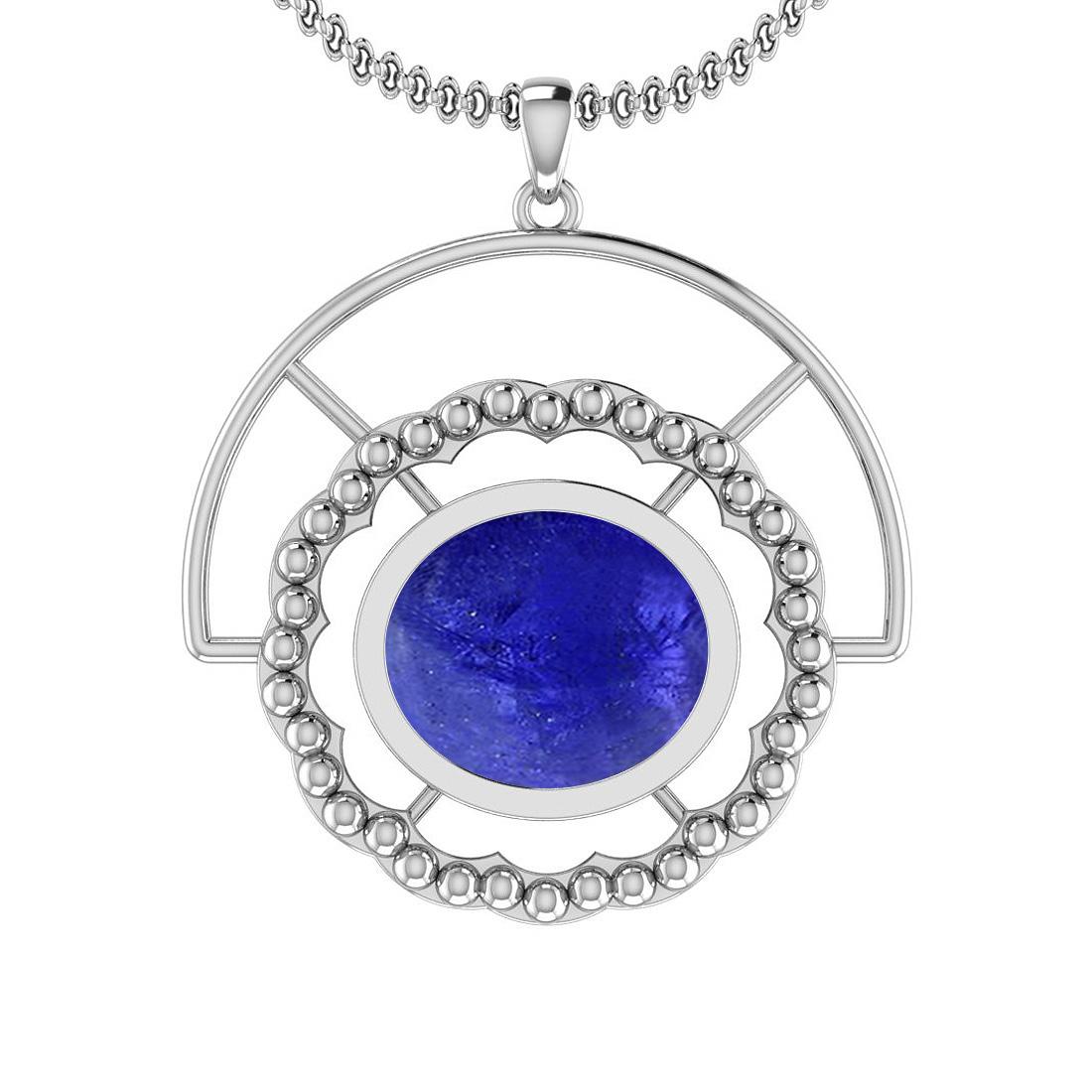 Certified 12.15 Ctw Tanzanite 14K White Gold Victorian Style Pendant