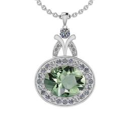 23.16 Ctw I2/I3 Green Amethyst And Diamond 10K White Gold Pendant