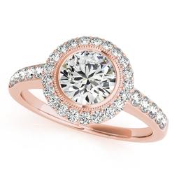 CERTIFIED 18K ROSE GOLD 1.11 CTW J-K/VS-SI1 DIAMOND HALO ENGAGEMENT RING