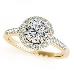 CERTIFIED 18K YELLOW GOLD 1.22 CTW J-K/VS-SI1 DIAMOND HALO ENGAGEMENT RING