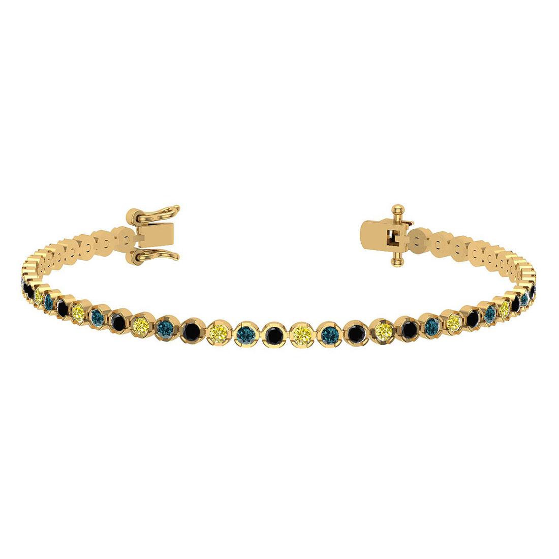 2.60 Ctw I2/I3 Multi Diamond14K Yellow Gold Bracelet