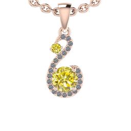 1.08 Ctw i2/i3 Treated Fancy Yellow And White Dimaond 14K Rose Gold Pendant