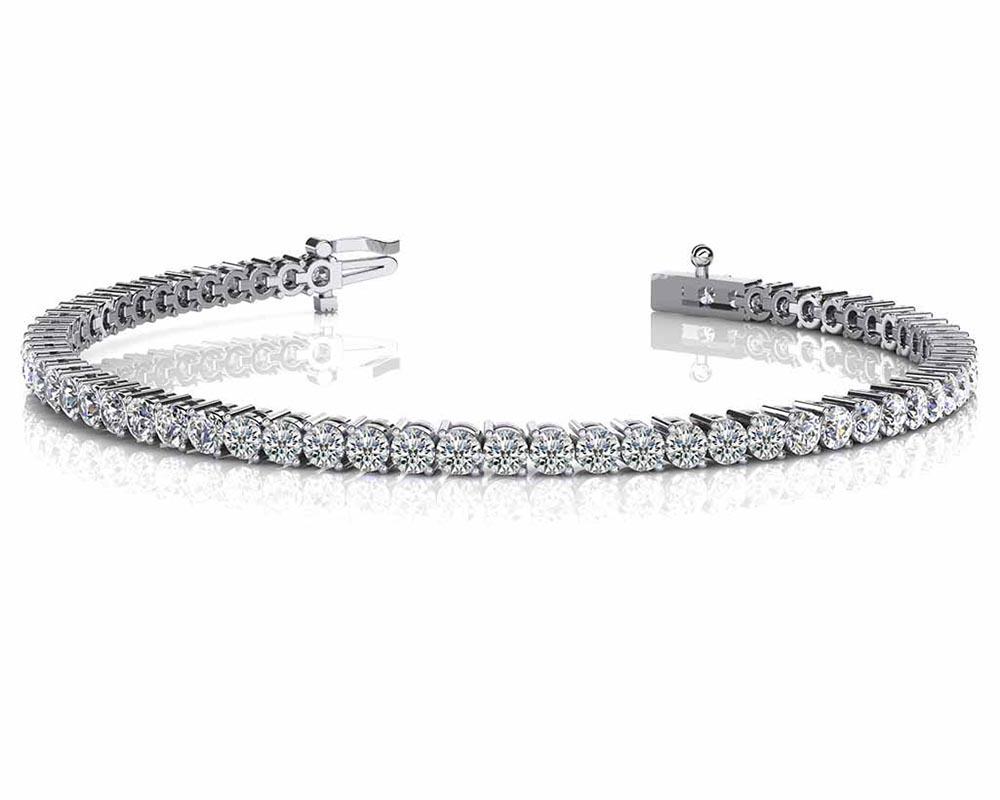 CERTIFIED 14K WHITE GOLD 10 CTW G-H SI2/I1 2 PRONG SET ROUND DIAMOND TENNIS BRACELET MADE IN USA