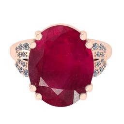 8.43 CtwSI2/I1 Ruby And Diamond 14K Rose Gold Cocktail Ring